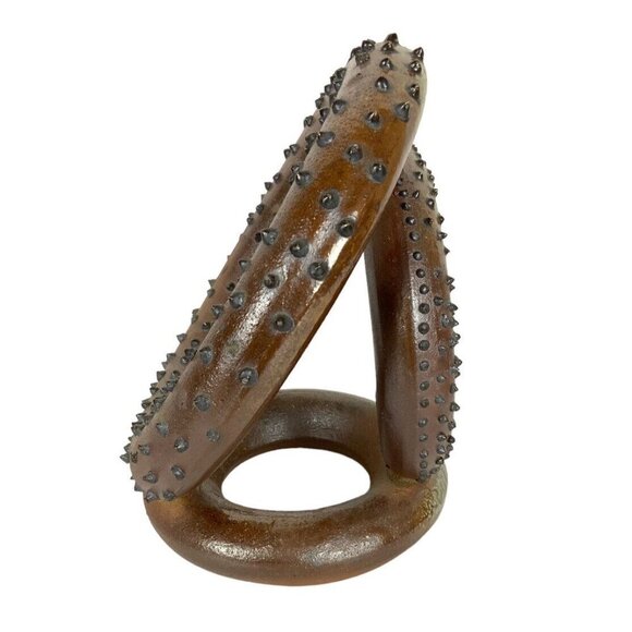 Octopus Tentacle-Style Raku Pottery Sculpture Spiked Texture Jellyfish Signature - Picture 2 of 6